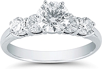 1.02ct Round Brilliant Diamond Accompanied by 2 Round Brilliant Diamonds on Either Side