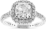 1.04ct Cushion GIA E/VVS1 Platinum Martin Flyer Diamond Engagement Ring