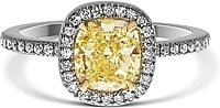 1.07ct Cushion Cut GIA Fancy Yellow Diamond Engagement Ring