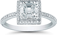 1.27ct Asscher Cut Diamond with a Micro Pave Diamond Halo & Band In Platinum Setting