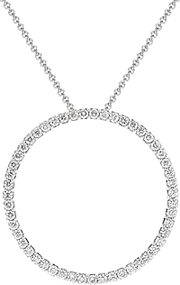 1.33ct 18k White Gold Large Diamond Circle Pendant