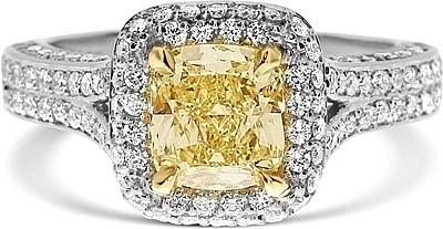 Cushion cut colored diamond engagement rings
