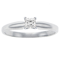 1/3ct Platinum Solitaire Princess Cut Diamond Engagement Ring (GIA H/VS2)