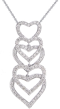 1.43ct Dangling Pave Diamond Heart Pendant