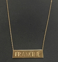 14k Gold Engraved Nameplate Bar Necklace