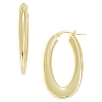 14k Gold Highly Polished Oval Hoop Earrings