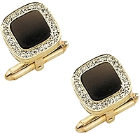 14k Gold Onyx and Diamond Cuff Links - .40ct tw