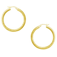 14k Gold Sand Blasted Hoop Earrings