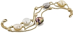 14k Gold Triple Row Multi Colored Freshwater Culuted Pearl Bracelet
