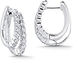14k White Gold 1.00ct Diamond Double Hoop Earrings