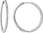 14k White Gold 1.00ct Diamond Hoop Earrings