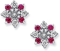 14k White Gold 1.12ct Diamond & Ruby Earring Jackets