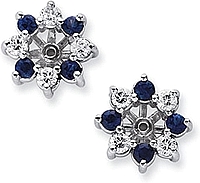 14k White Gold 1.12ct Diamond & Sapphire Earring Jackets