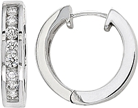 14k White Gold 1/2ct Channel-Set Diamond Hoop Earrings