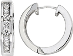 14k White Gold 1/2ct Channel-Set Diamond Hoop Earrings