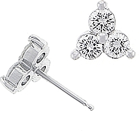 14k White Gold .82ct Three Stone Diamond Earrings