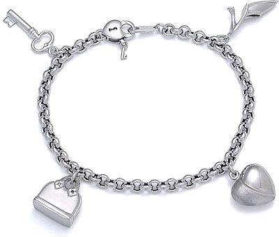 14k White Gold Charm Bracelet