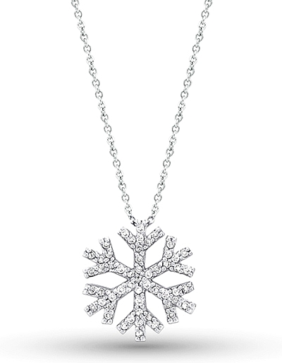 14K White Gold Diamond Snowflake Necklace