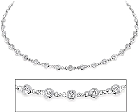 14K White Gold Diamond Station Necklace