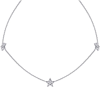 14k White Gold Diamond Tripple Star Necklace