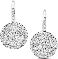 14K White Gold Pave Diamond Circle Earrings