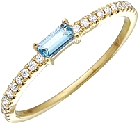 14k Yellow Gold Diamond & Blue Topaz Ring