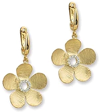 14K Yellow Gold Diamond Flower Earrings