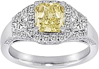 1.626ct Fancy Yellow Cushion Cut Diamond Ring	