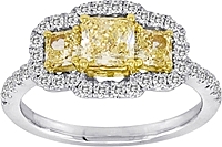 1.66ct Fancy Yellow Three Stone Diamond Ring 	