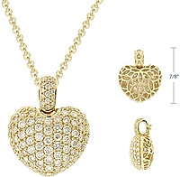 1.80ct 18k Gold Pave Diamond Heart Pendant