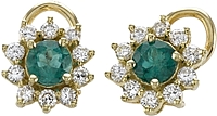 18k Gold 1.80ct Diamond & Emerald Earrings