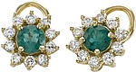18k Gold 1.80ct Diamond & Emerald Earrings