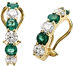 18k Gold 2.90ct Diamond & Emerald Earrings