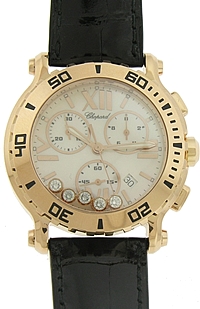 18k Rose Gold Chopard Happy Sport Chronograph - 42mm - Floating Diamonds