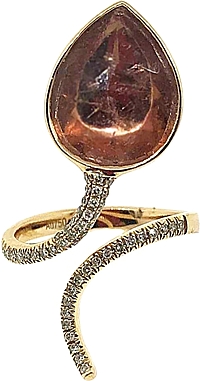 18k Rose Gold Diamond & Pink Tourmaline Snake Ring