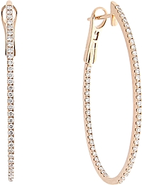 18k Rose Gold Diamond Oval Hoop Earrings