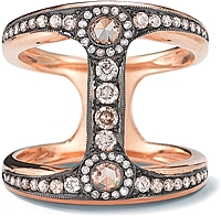 18k Rose Gold Rose Cut Diamond Ring-.89tcw