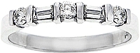 18k White Gold 1/2ct Round & Baguette Diamond Wedding Band