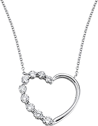 18k White Gold .75ct Diamond Heart Necklace