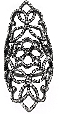 18k White Gold & Black Rhodium Diamond Floral Ring