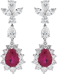 18K White Gold Diamond & Ruby Earrings- 6.8ct TW