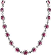18k White Gold Diamond & Ruby Necklace- 25.18ct TW