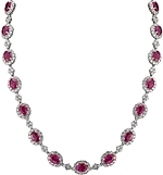 18k White Gold Diamond & Ruby Necklace- 25.18ct TW