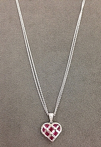 18k White Gold Diamond & Ruby Necklace