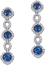 18k White Gold Diamond & Sapphire Drop Earrings