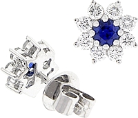 18k White Gold Diamond & Sapphire Earrings