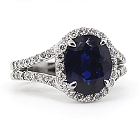 18k White gold Diamond & Sapphire Ring