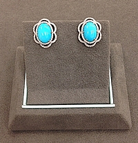 18k White Gold Diamond & Turquoise Earrings