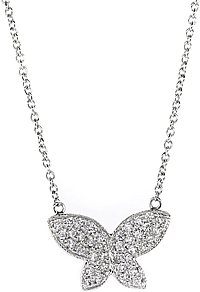 18k White Gold Diamond Butterfly Necklace 