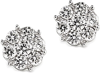 18k White Gold Diamond Cluster Earrings- 1.08ctw
